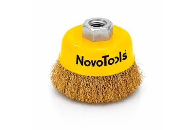 Щетка торцевая NovoTools 125 мм, гофрированная латунная проволока 7NTWB12514BC